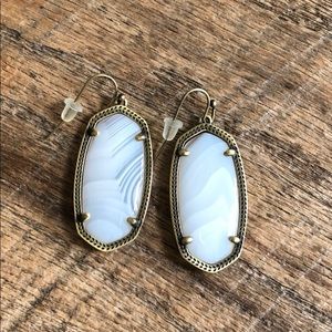 Kendra Scott white and antique gold earrings